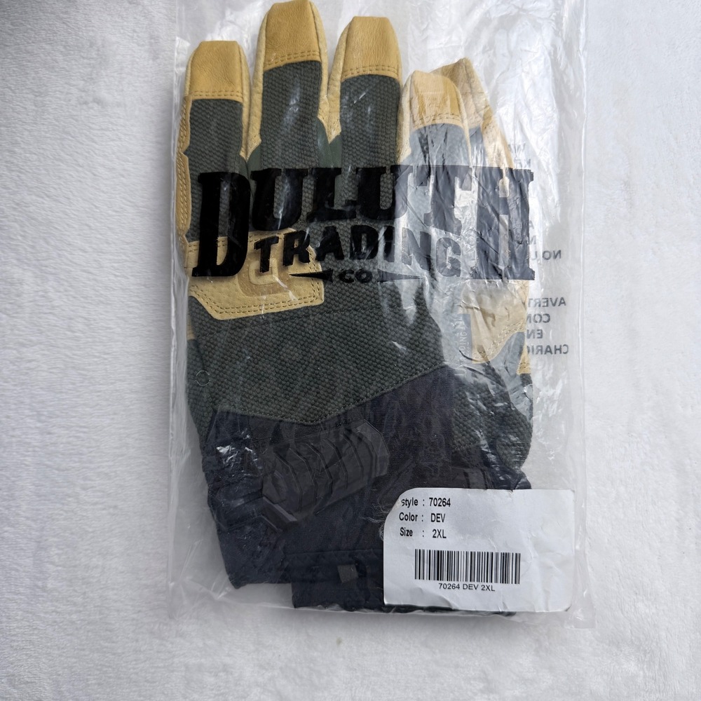 Duluth Trading Co Work Gloves Olive Green Tan Style 70264 Size‎ 2XL